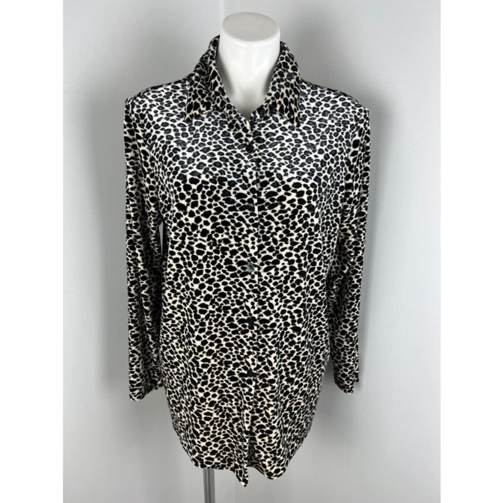 Kathie Lee Collection Animal Print Leopard Cheetah Crushed Velvet Top Vintage